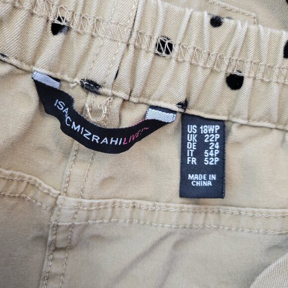 Isaac Mizrahi Live Womens 18WP Plus Capri Pants Tan White Polka Dot GEO28E - Picture 8 of 11